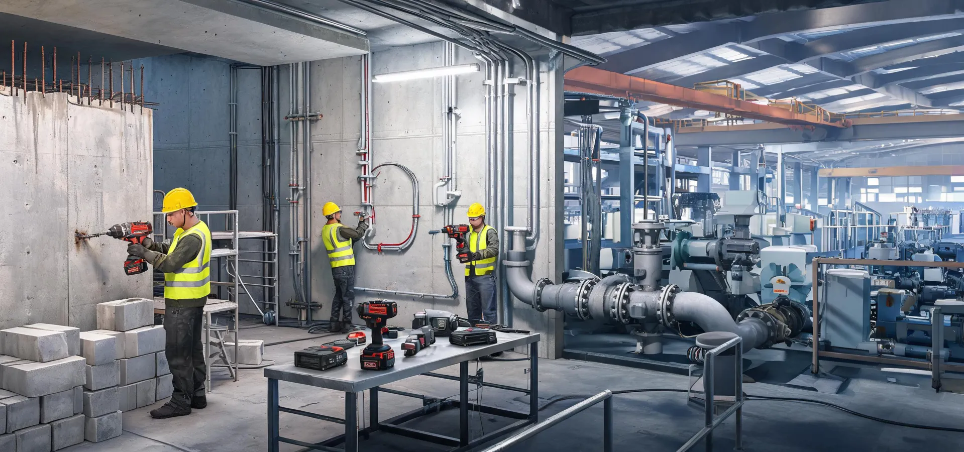 Hilti tools across industrial trade environments